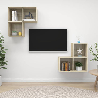 4 Piece TV Cabinet Set Engineered Wood Sonoma oak