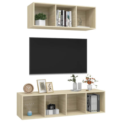 2 Piece TV Cabinet Set Engineered Wood Sonoma oak