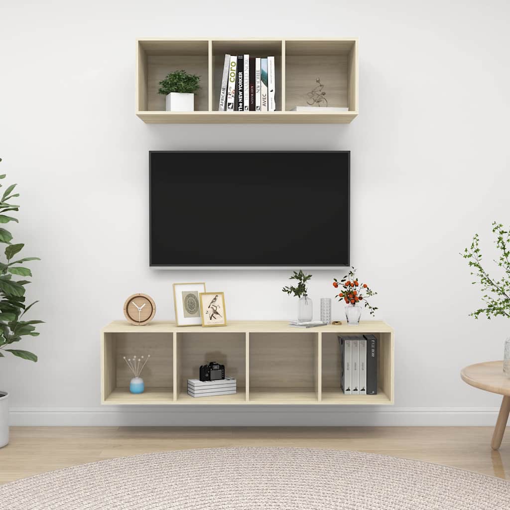 2 Piece TV Cabinet Set Engineered Wood Sonoma oak