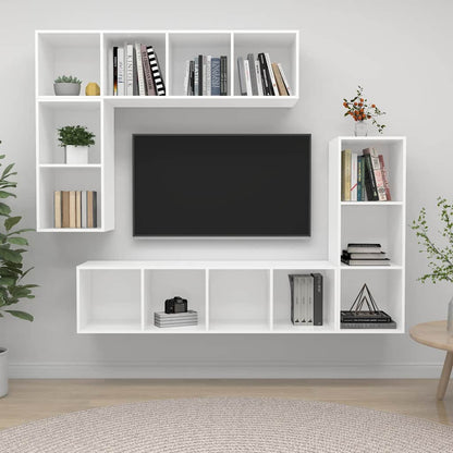 4 Piece TV Cabinet Set Engineered Wood White