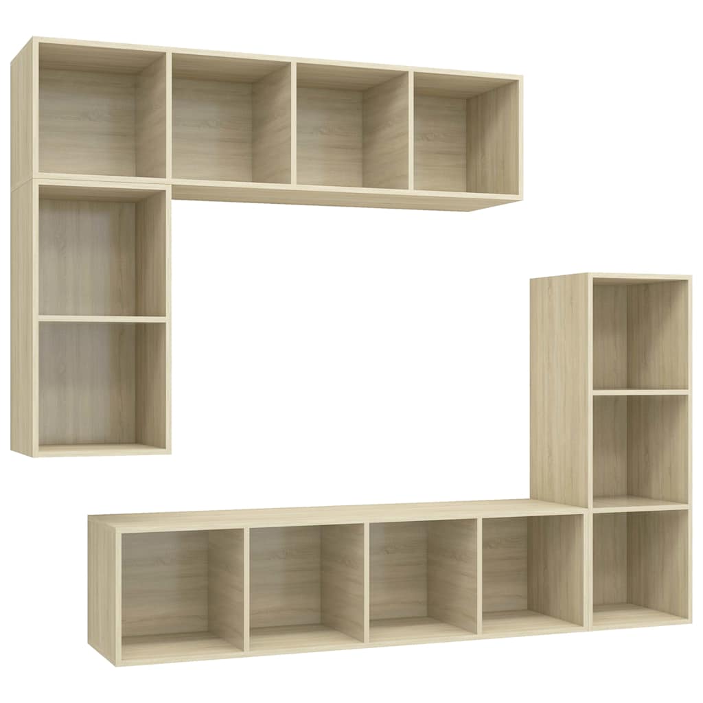 4 Piece TV Cabinet Set Engineered Wood Sonoma oak