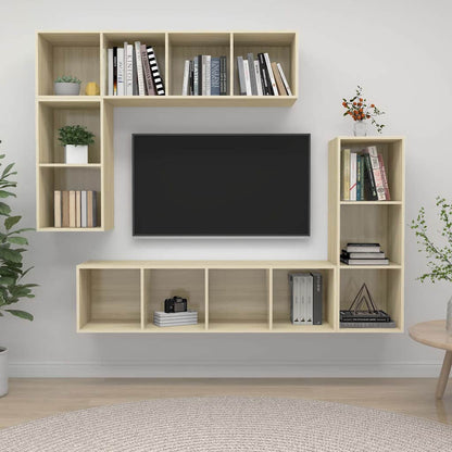 4 Piece TV Cabinet Set Engineered Wood Sonoma oak