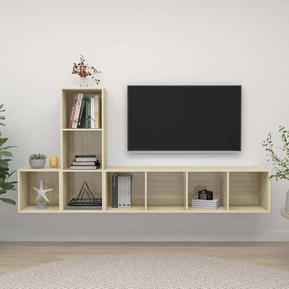 3 Piece TV Cabinet Set Engineered Wood Sonoma oak