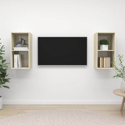 2 Piece Wall-mounted TV Cabinet Set Engineered Wood Sonoma oak