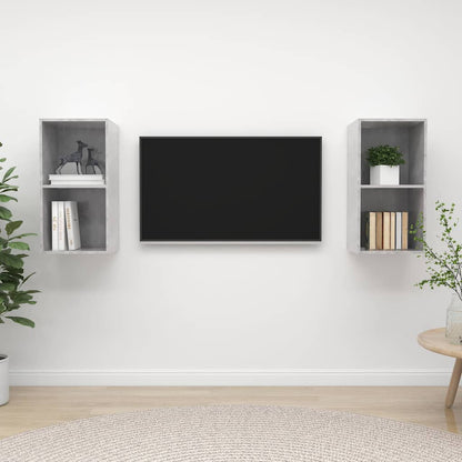 2 Piece Wall-mounted TV Cabinet Set Engineered Wood Concrete grey