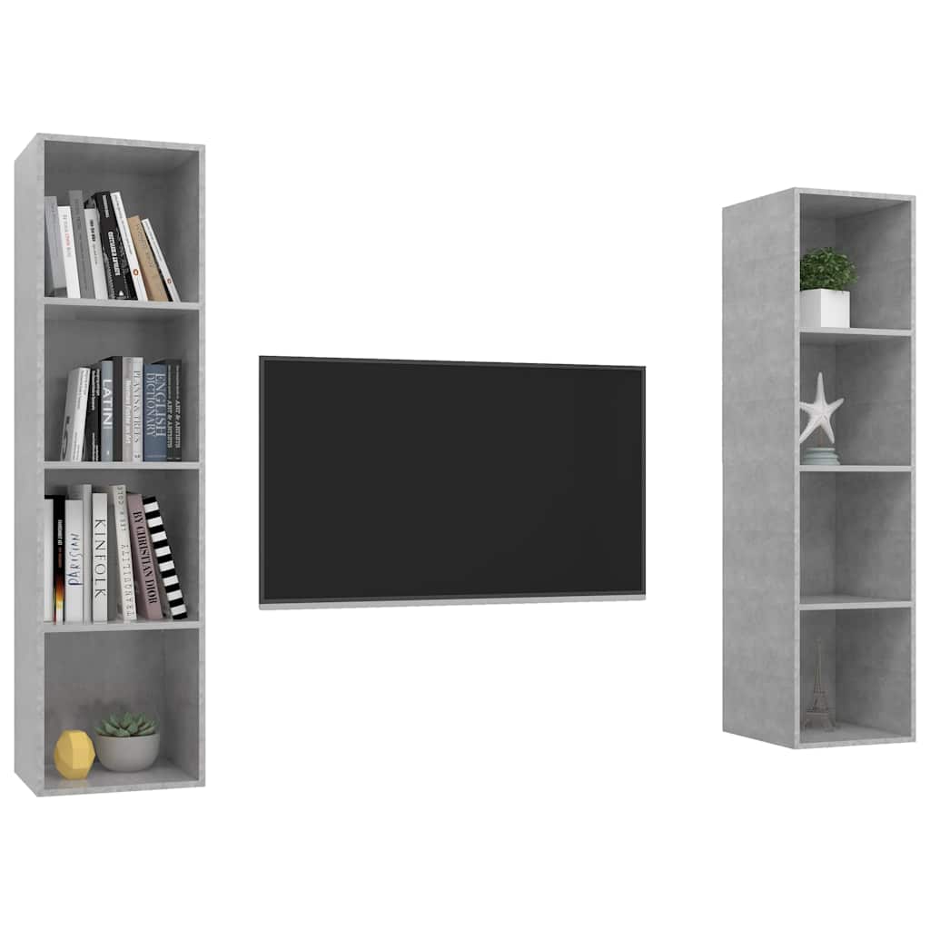 2 Piece Wall-mounted TV Cabinet Set Engineered Wood Concrete grey