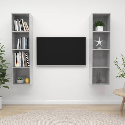 2 Piece Wall-mounted TV Cabinet Set Engineered Wood Concrete grey