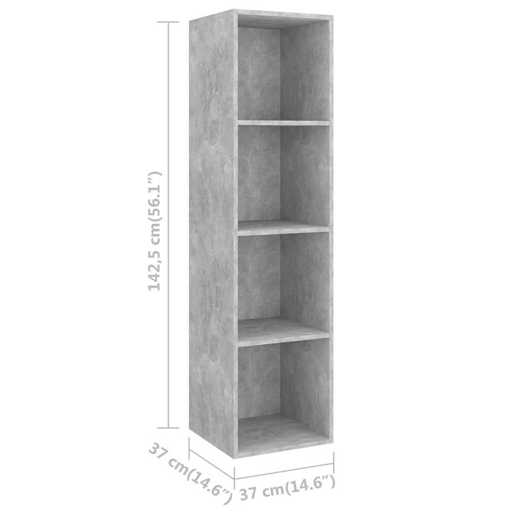 4 Piece Wall-mounted TV Cabinet Set Engineered Wood Concrete grey