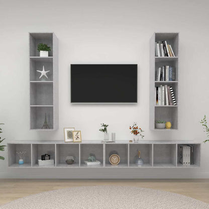 4 Piece Wall-mounted TV Cabinet Set Engineered Wood Concrete grey