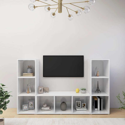 3 Piece TV Cabinet Set 107x35x37 cm Engineered Wood White