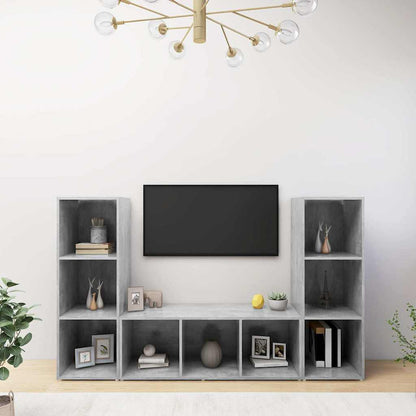 3 Piece TV Cabinet Set 107x35x37 cm Engineered Wood Concrete grey