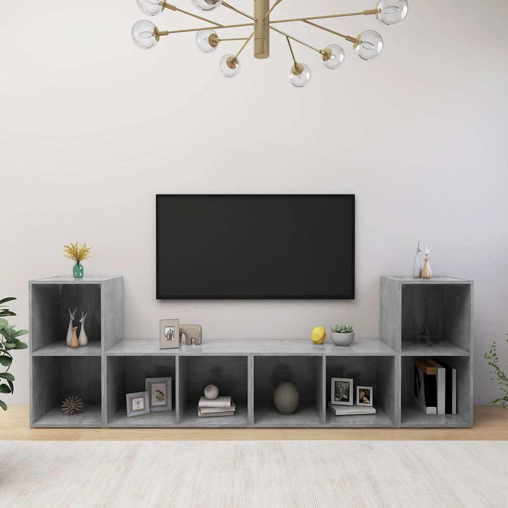 4 Piece TV Cabinet Set 72x35x36,5 cm Engineered Wood Concrete grey
