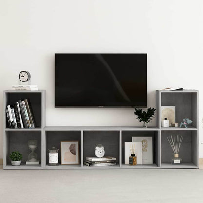 3 Piece TV Cabinet Set Engineered Wood Concrete grey