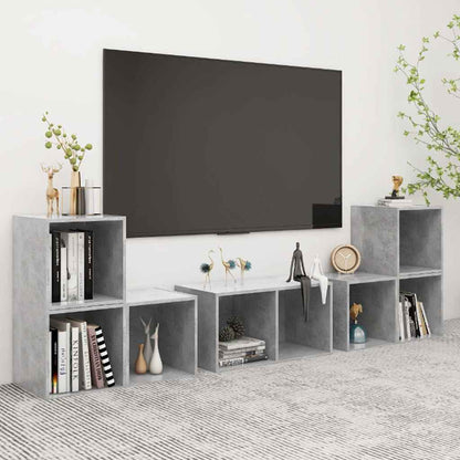 6 Piece TV Cabinet Set Engineered Wood Concrete grey