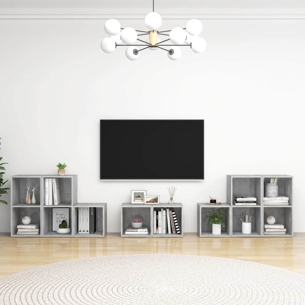 8 Piece TV Cabinet Set Engineered Wood Concrete grey