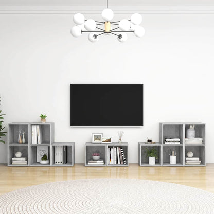 8 Piece TV Cabinet Set Engineered Wood Concrete grey