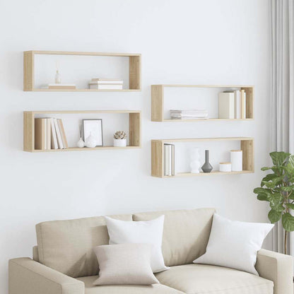 Wall Cube Shelves 80x15x26.5 cm Engineered Wood 4 pcs Sonoma oak