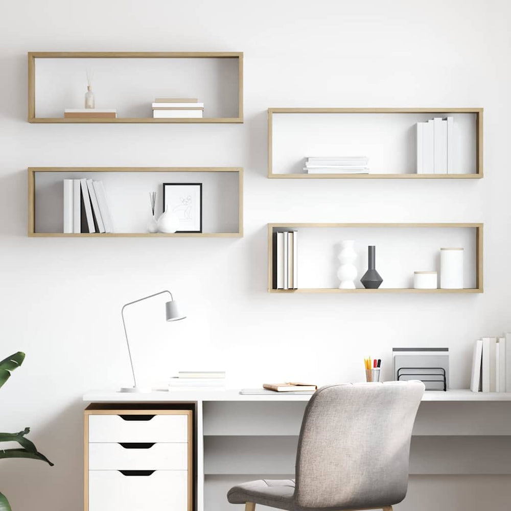vidaXL Wall Cube Shelves 80x15x26.5 cm Engineered Wood 4 pcs