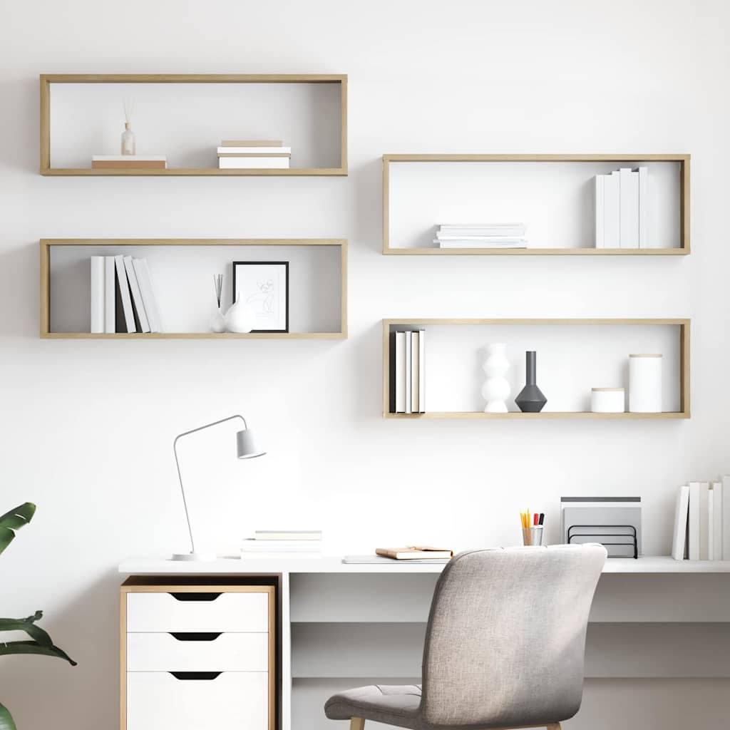 Wall Cube Shelves 80x15x26.5 cm Engineered Wood 4 pcs Sonoma oak