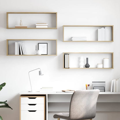 Wall Cube Shelves 80x15x26.5 cm Engineered Wood 4 pcs Sonoma oak