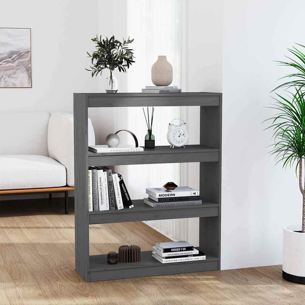 Book Cabinet/Room Divider 80x30x103,5 cm Solid Wood Pine Grey 103.5 cm