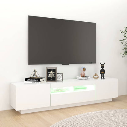 TV Cabinet with LED Lights 180x35x40 cm White