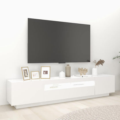 TV Cabinet with LED Lights 200x35x40 cm White