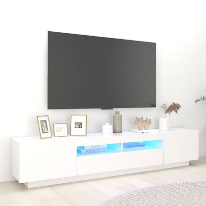 TV Cabinet with LED Lights 200x35x40 cm White