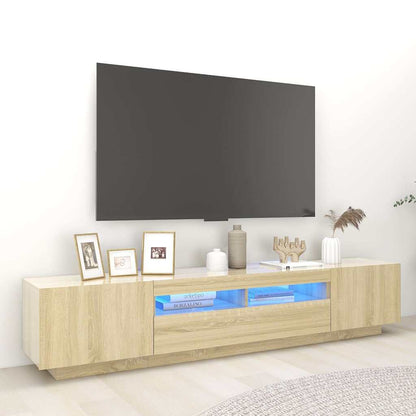 TV Cabinet with LED Lights 200x35x40 cm Sonoma oak