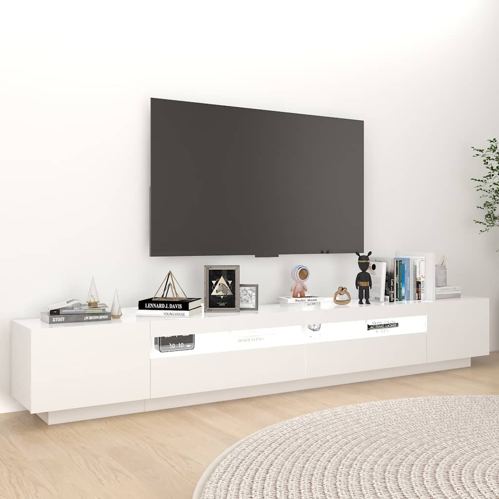 TV Cabinet with LED Lights 260x35x40 cm White