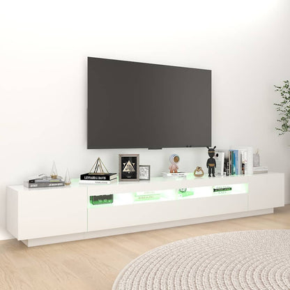 TV Cabinet with LED Lights 260x35x40 cm White