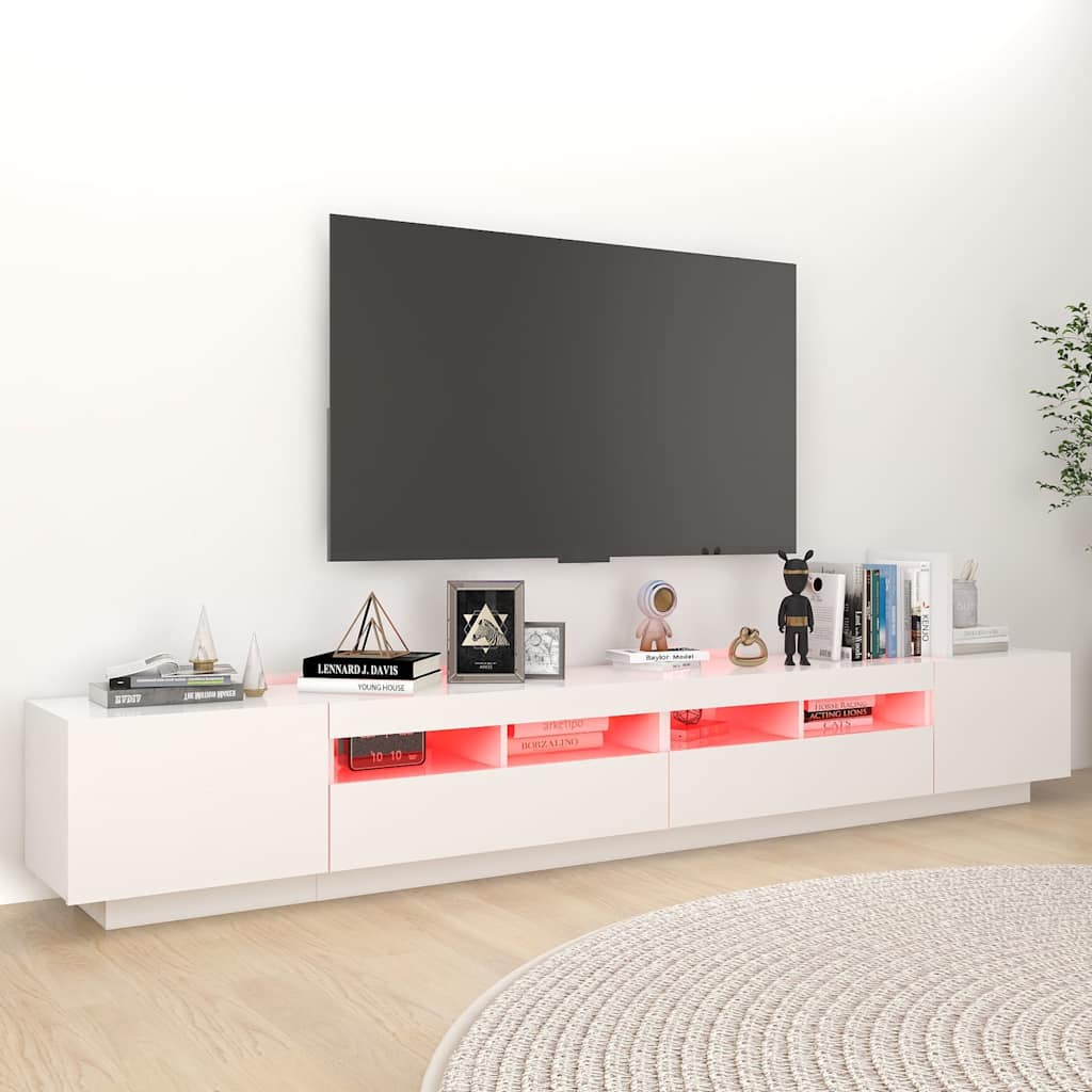 TV Cabinet with LED Lights 260x35x40 cm White