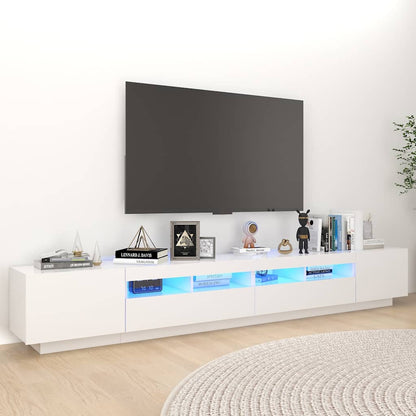 TV Cabinet with LED Lights 260x35x40 cm White