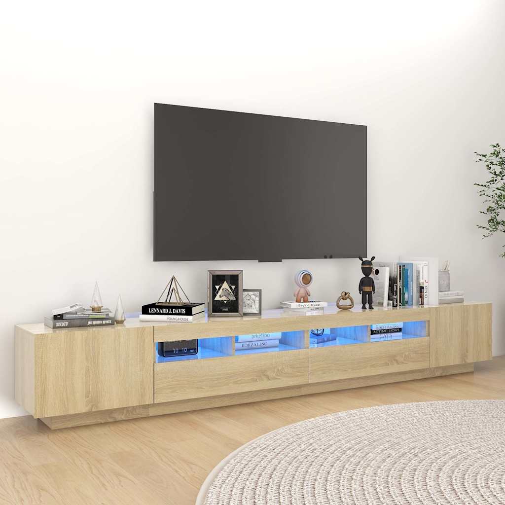 TV Cabinet with LED Lights 260x35x40 cm Sonoma oak