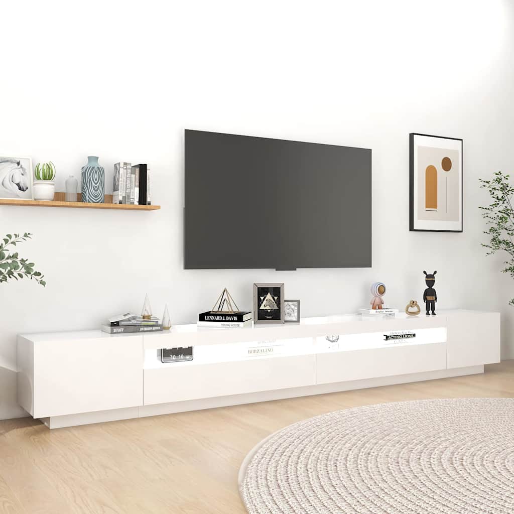 TV Cabinet with LED Lights 300x35x40 cm White