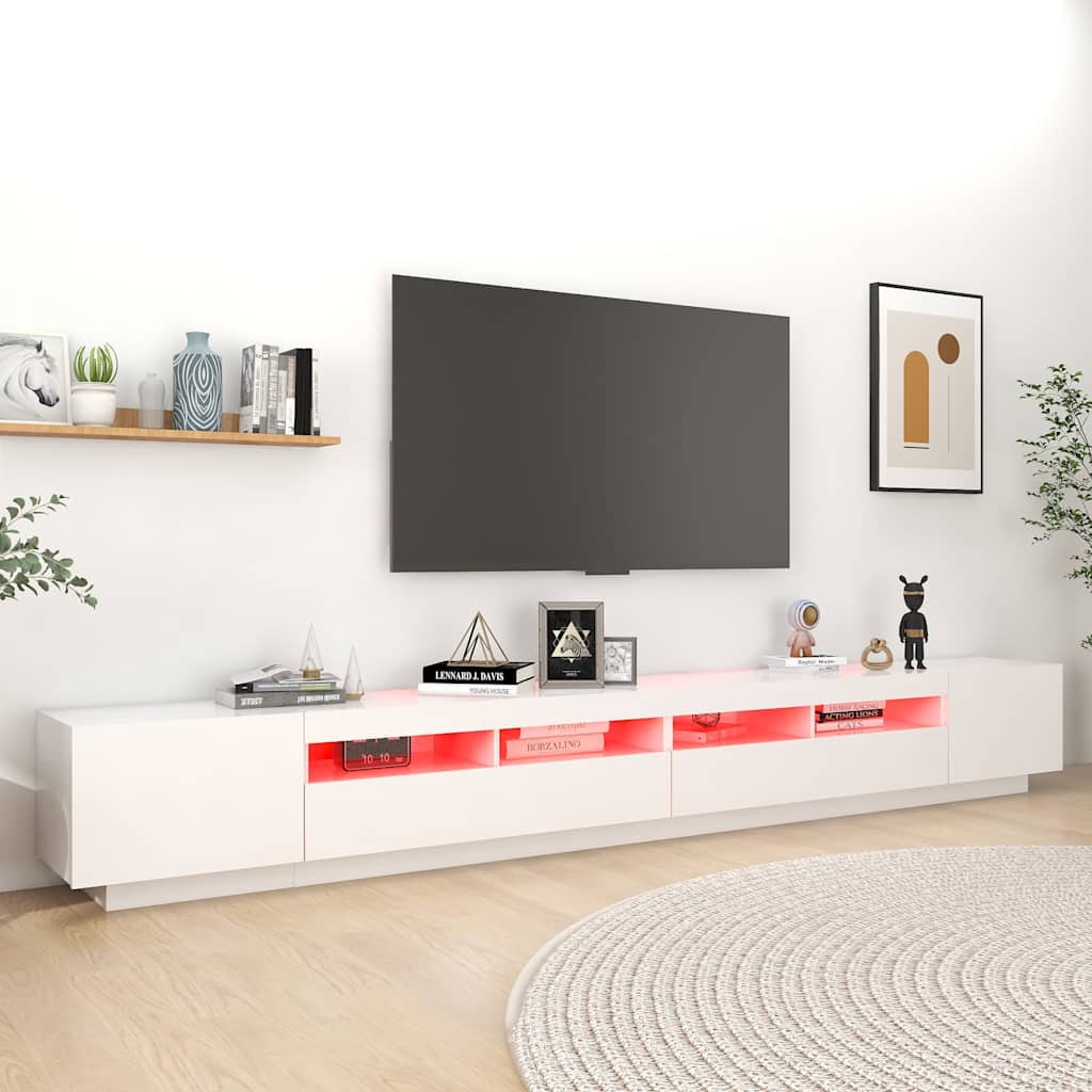 TV Cabinet with LED Lights 300x35x40 cm White