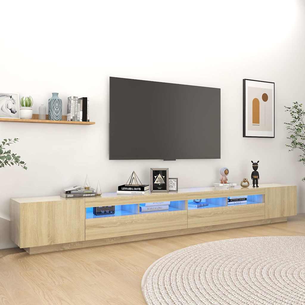 TV Cabinet with LED Lights 300x35x40 cm Sonoma oak