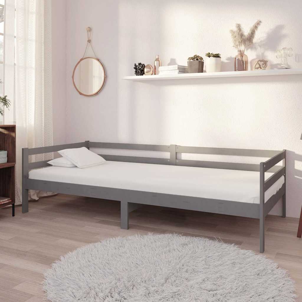Day Bed without Mattress Solid Wood Pine Grey 90 cm