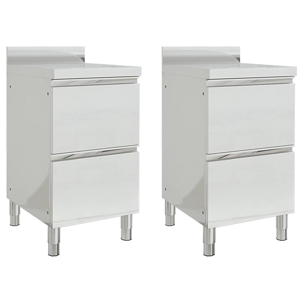vidaXL Commercial Kitchen Cabinets with 2 Drawers 2 pcs 50x60x96 cm
