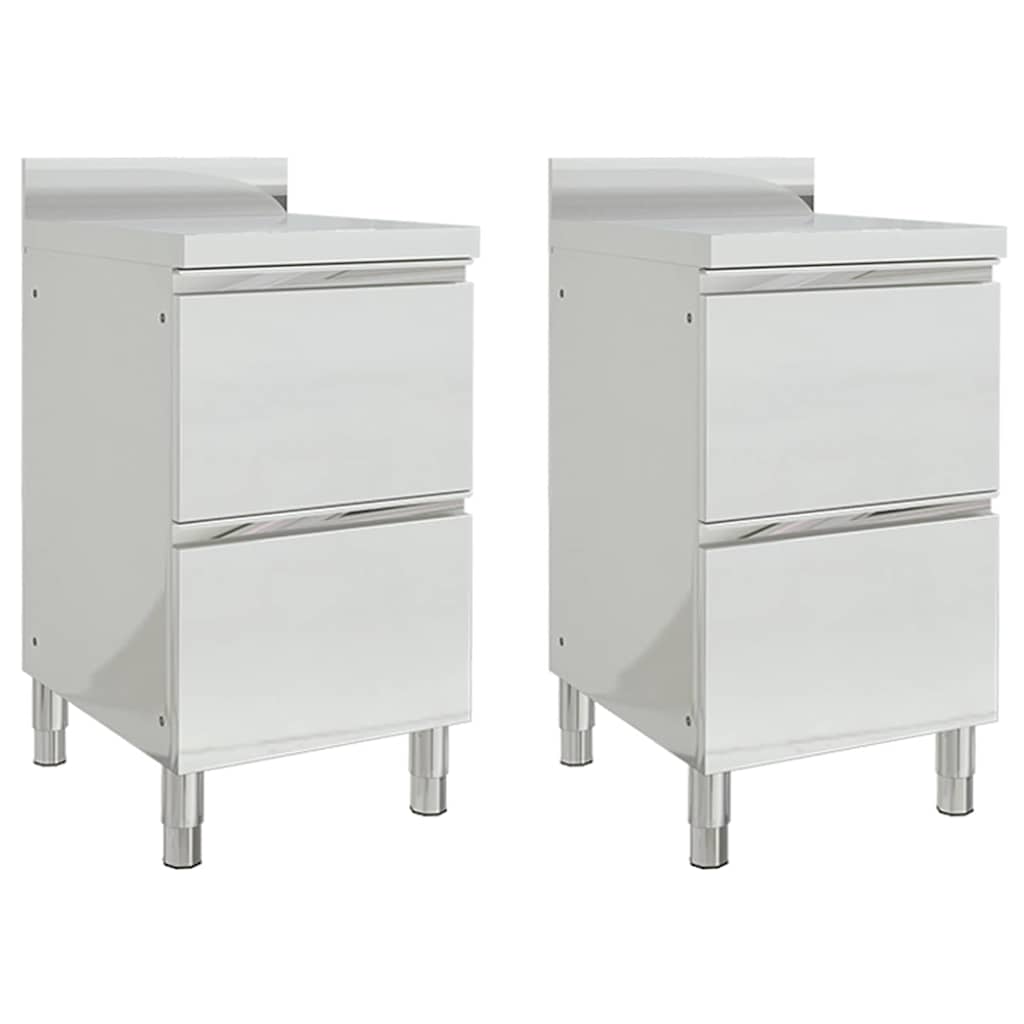 vidaXL Commercial Kitchen Cabinets with 2 Drawers 2 pcs 50x60x96 cm 1
