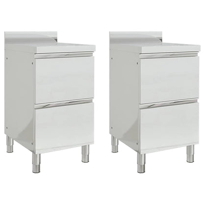 vidaXL Commercial Kitchen Cabinets with 2 Drawers 2 pcs 50x60x96 cm 1