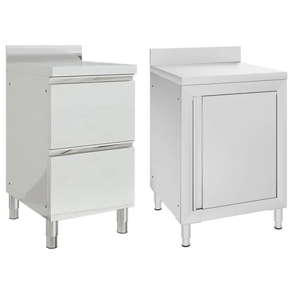 vidaXL Commercial Kitchen Cabinets 2 pcs Stainless Steel 1