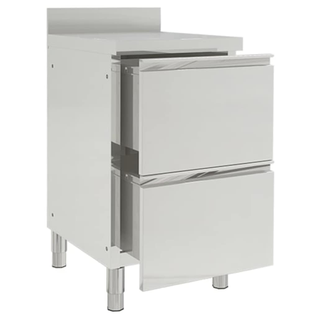 vidaXL Commercial Kitchen Cabinets 2 pcs Stainless Steel 3
