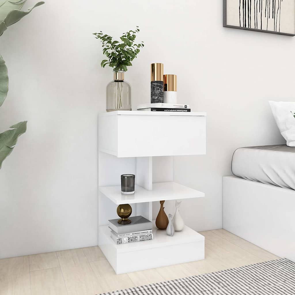 Bedside Cabinet 40x35x65 cm Engineered Wood White 1