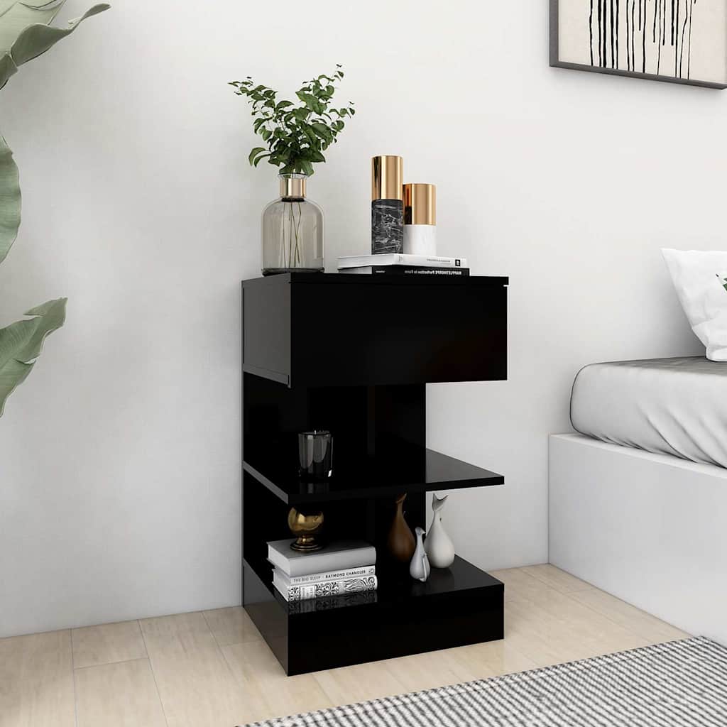 Bedside Cabinet 40x35x65 cm Engineered Wood Black 2