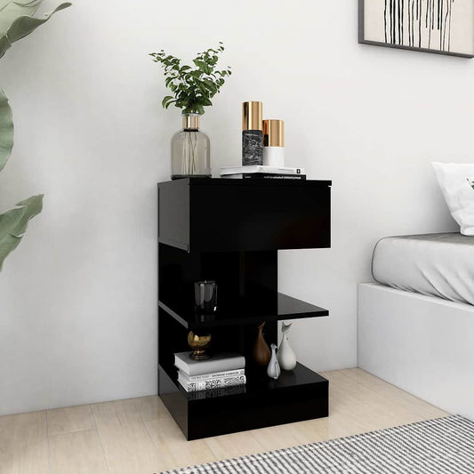 Bedside Cabinet 40x35x65 cm Engineered Wood Black 2