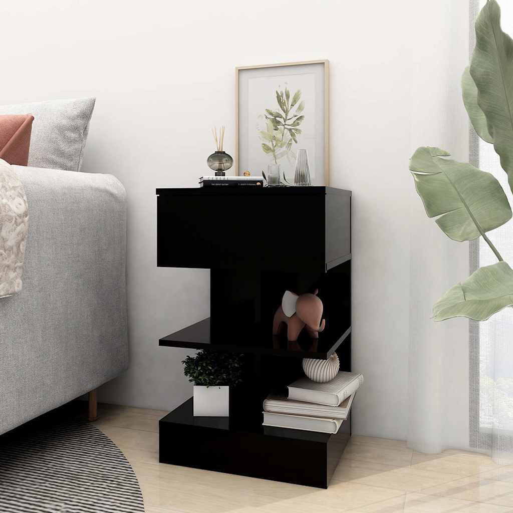 Bedside Cabinet 40x35x65 cm Engineered Wood Black 2