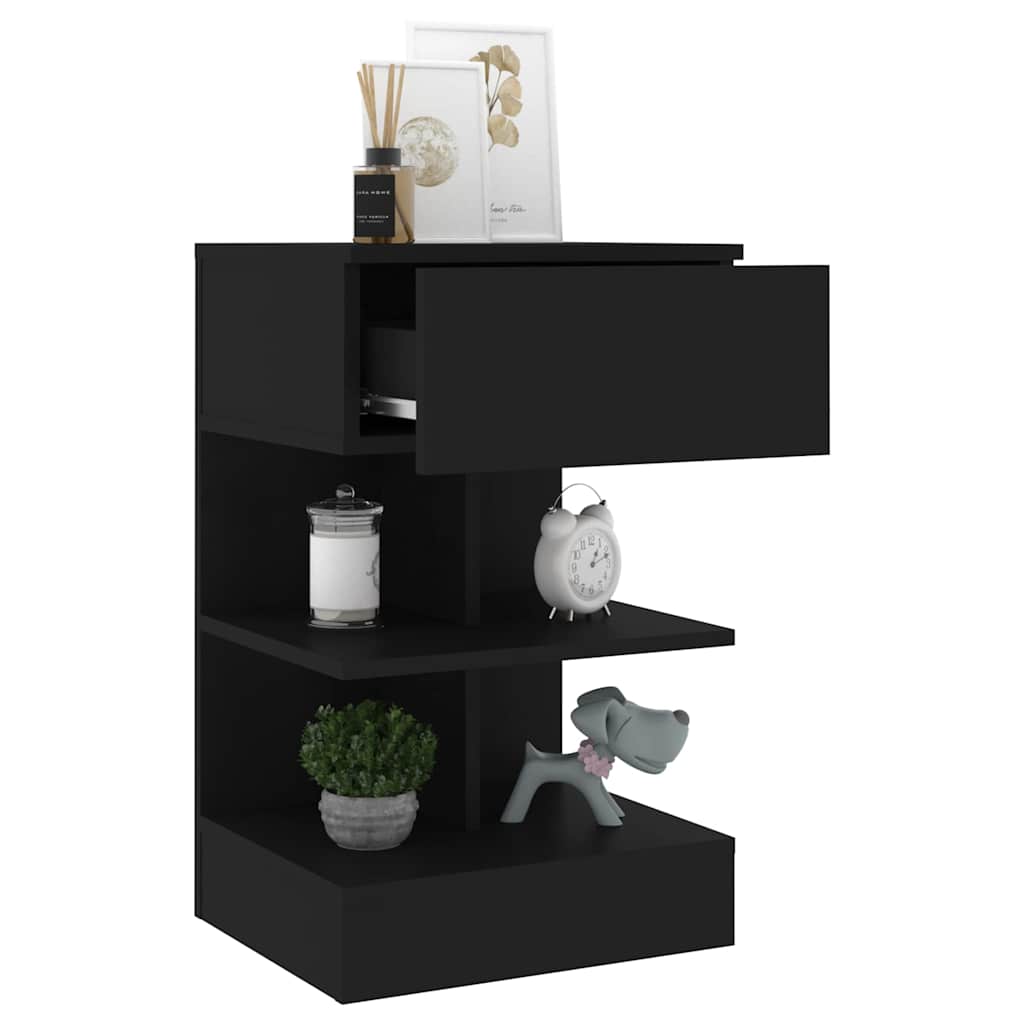 Bedside Cabinet 40x35x65 cm Engineered Wood Black 2