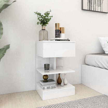 Bedside Cabinet 40x35x65 cm Engineered Wood High gloss white 2