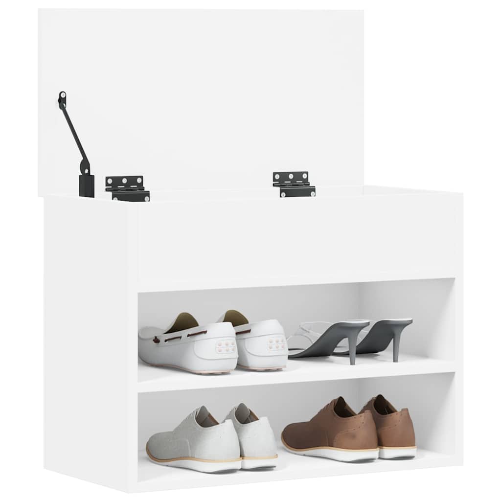 Shoe Bench Engineered Wood White 60 x 30 x 45 cm